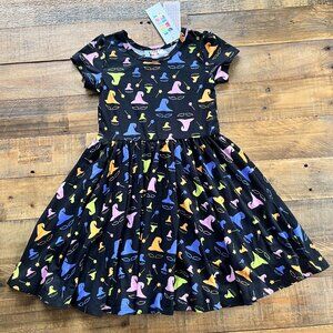 NWT Dot Dot Smile Classic Cap Sleeve Dress Halloween Witch Hats 3/4